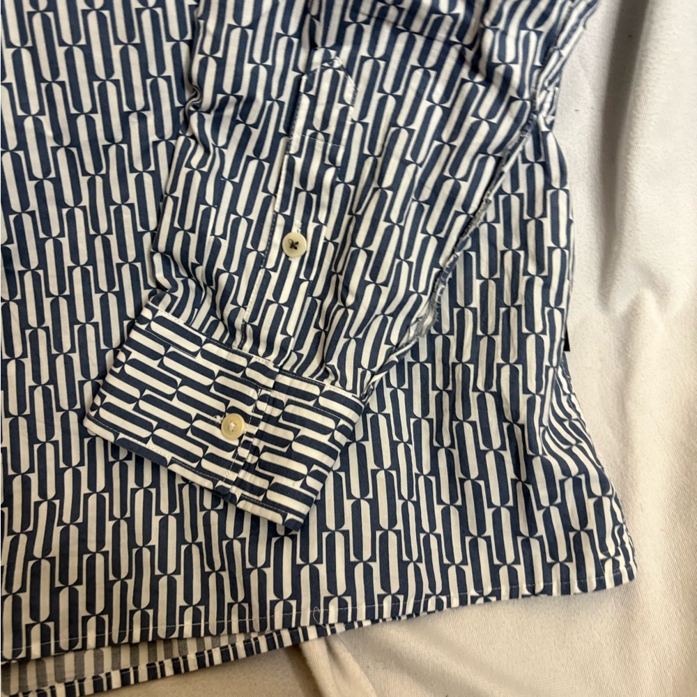Ted Baker Mens Button Down Long Sleeve Shirt Size 6 Printed Pattern Stretch - Picture 2 of 3